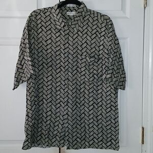 Pierre Cardin button down casual dress shirt seafoam green and black  Sz XL